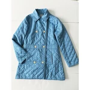 Lilly Pulitzer Quilted Pea Coat Women S Blue Double Breast Lightweight Comfy